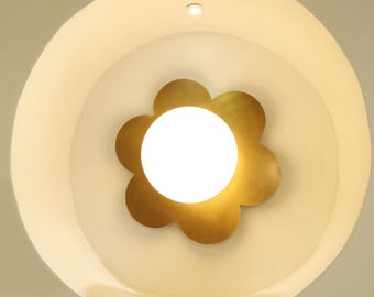 Handmade Brass Flower Wall Sconce: Minimalist Floral Wall Lamp