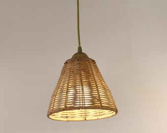 Handmade Rattan Pendant Light – Woven Boho Ceiling Lamp