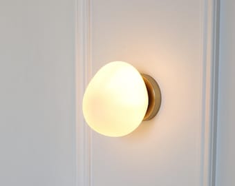 Handmade Brass and Glass Wall Sconce: Minimalist Lighting