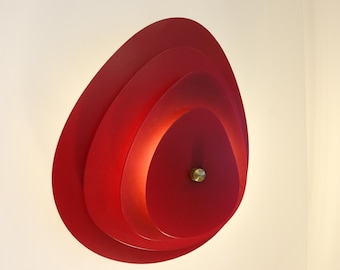 Red Metal Wall Sconce: Handmade Modern Layered Light