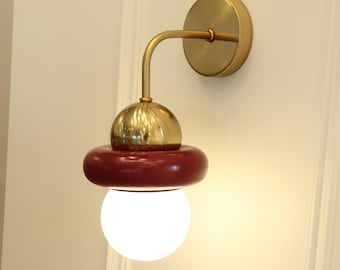 Handmade Wooden Globe Wall Lamp: Mid-Century Modern Sconce