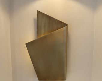 Handmade Brass Wall Sconce: Modern Minimalist Sculptural Lighting