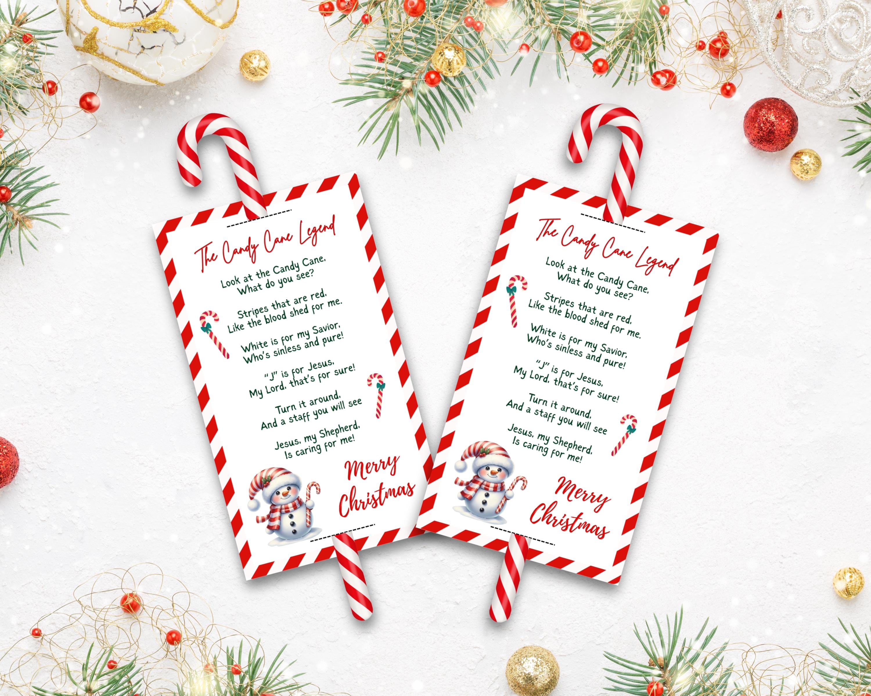 Legend of Candy Cane Poem Tag | Printable Christmas Card (PDF) - Etsy