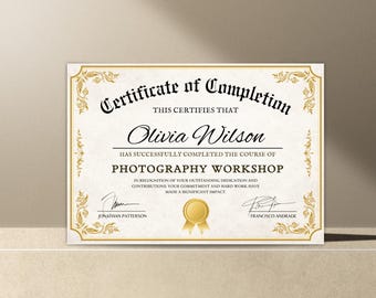 Editable Certificate of Completion Template | Canva Course Award (Digital Download)