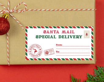 North Pole Special Delivery Gift Tags | Editable Christmas Labels (Printable)