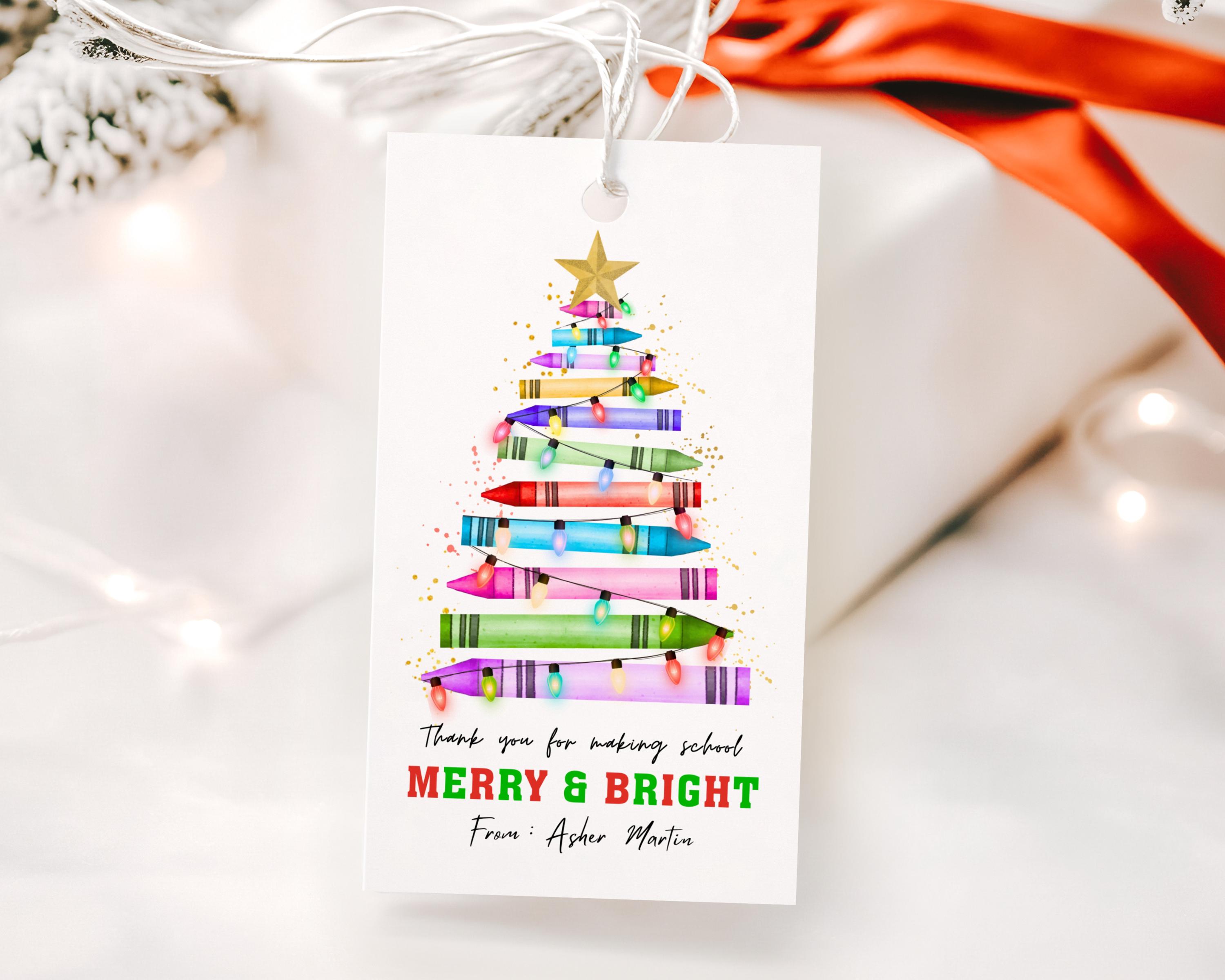 School Christmas Gift Tag | Merry and Bright Teacher Appreciation Tag ...