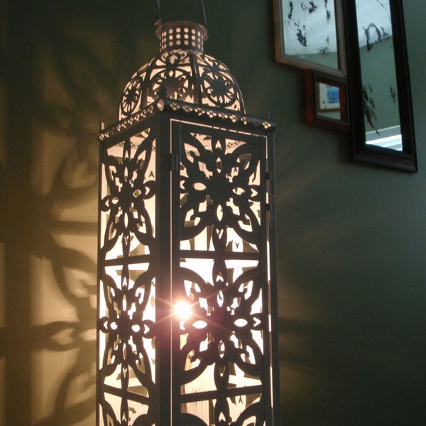 White lantern table lamp