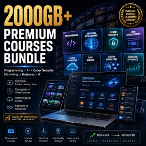 2000GB+ Premium Courses Bundle | Programming, AI, Cyber Security, SEO, Marketing, Web Development, Business & IT Training