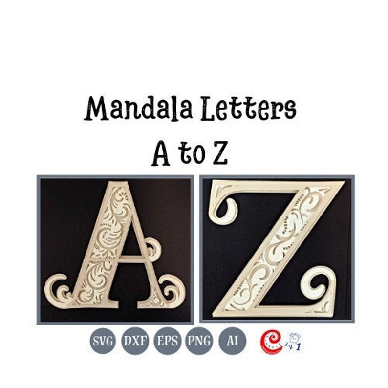 Download Craft Supplies Tools Mandala Layered Alphabet Letters A Z For Cricut Svg And Silhouette Dxf Plus More Clip Art