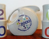 Fiestaware HLC Homer Laughlin 2000 Millnennium Celebration Disc Grey Pitcher Tumblers Discontinued