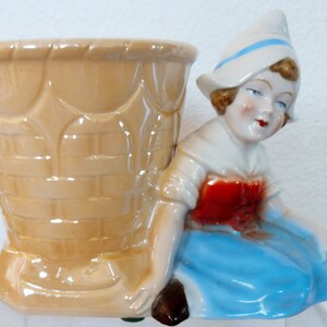 Vintage Planter Dutch Girl Sitting By A Basket Germany