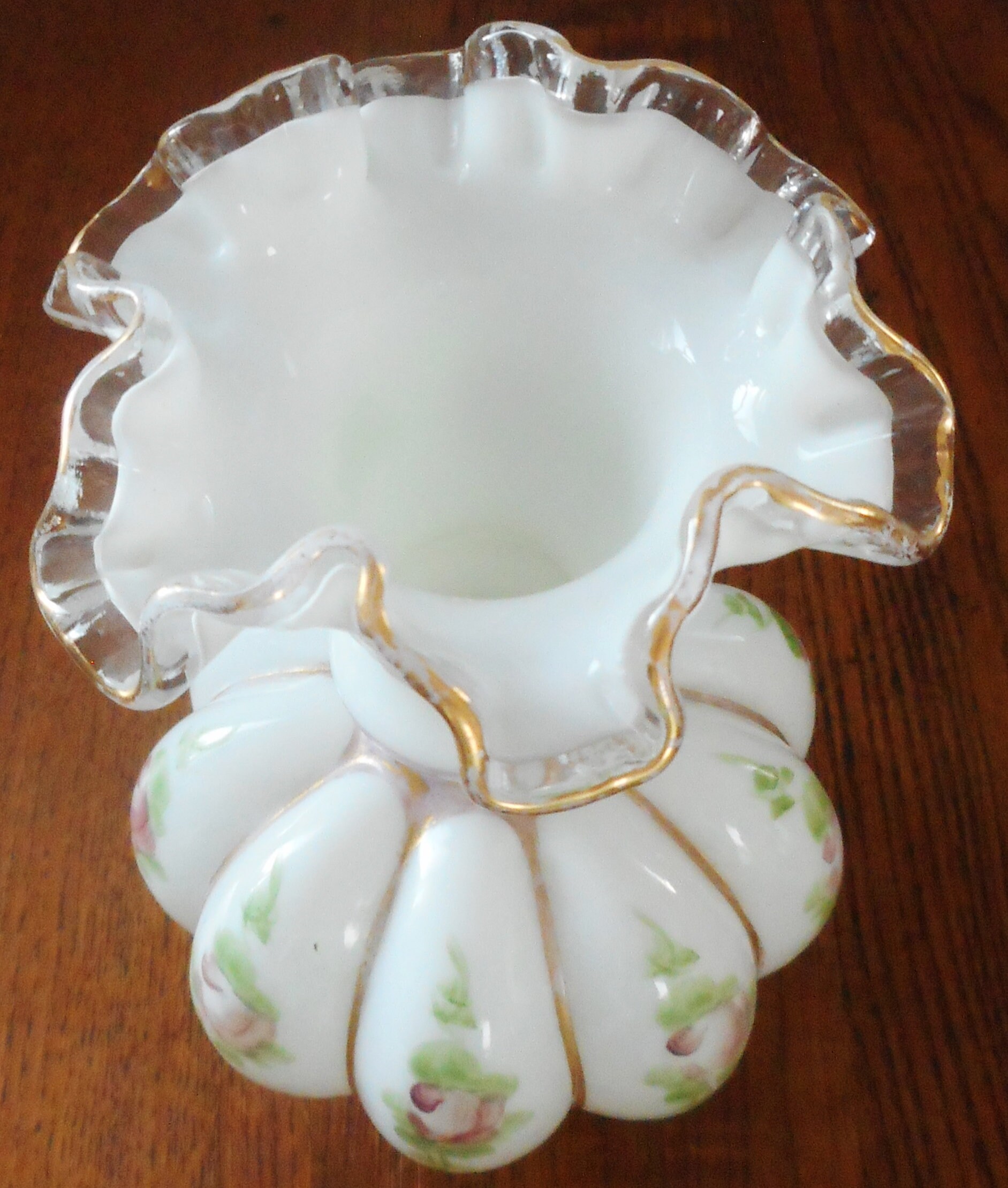 Fenton Charleton Silver Crest Hand Decorated Pink Rose Vase Etsy