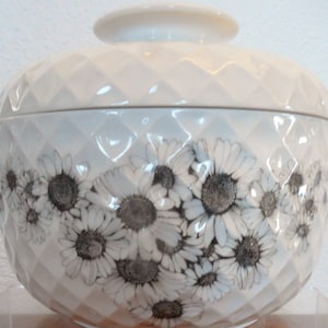 Rosenthal Thomas Porcelin Baviera Germania Ovest Geometrico Modernista Corpo Bianco Nero Zuppiera Floreale Zuppiera