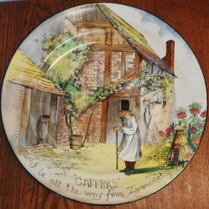 Royal Doulton England Gaffers Plate D4210 Made in England Lebendige Töne 1920er Jahre