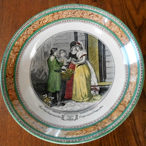 Adams "Londons rop" antik skål Staffordshire England Transferware Fruit Seller & Ladies