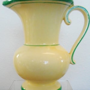 Czech Lostro Hand Decorated Yellow & Green Pitcher Vintage