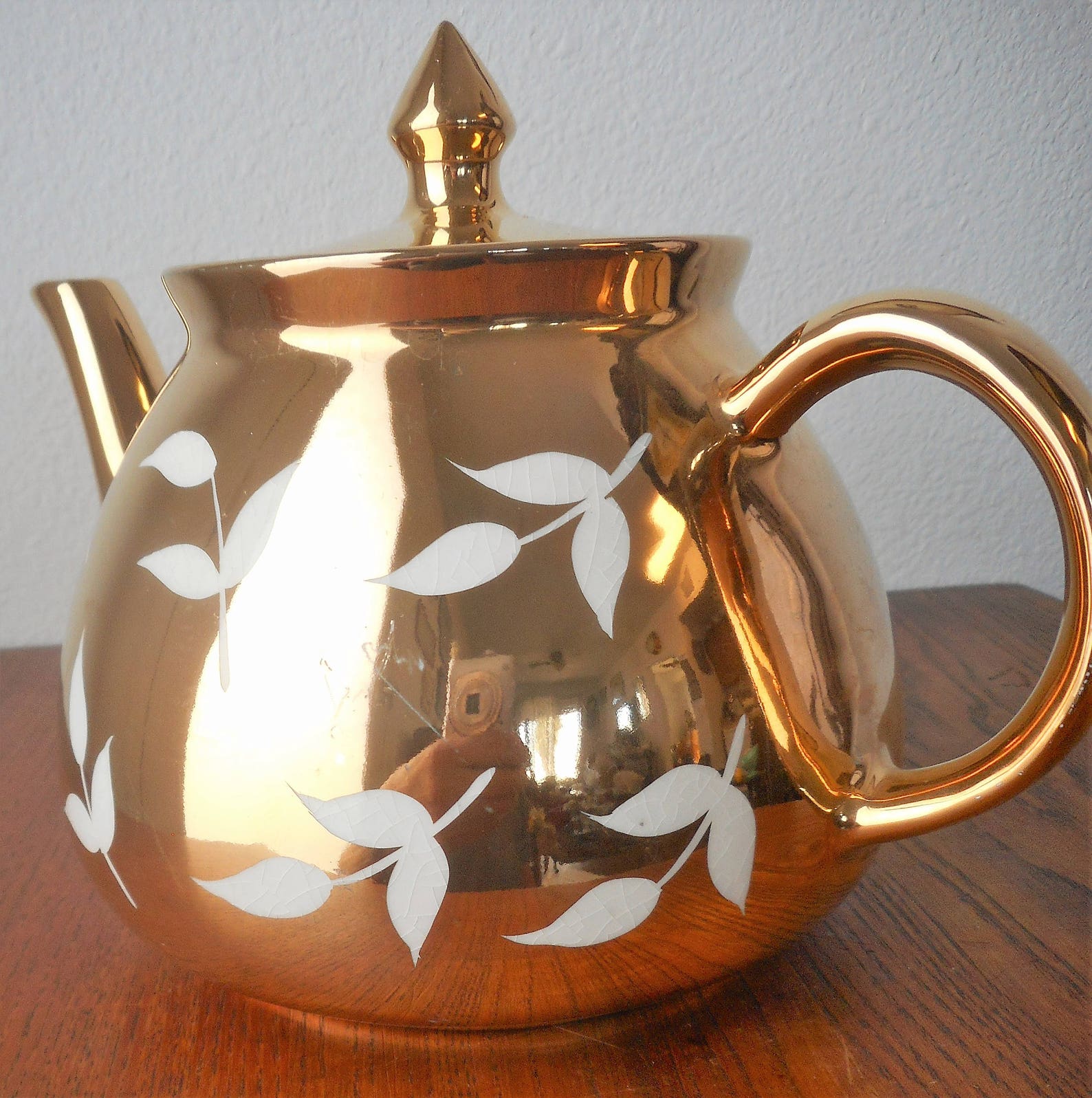 Gibsons Staffordshire England Gold Lustreware Teapot White Etsy