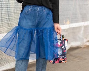 Kjol för kvinnor, midikjol i organza, fester, aftonkjol, fler färger, transparent midikjol i organza/danskjol/damkjol