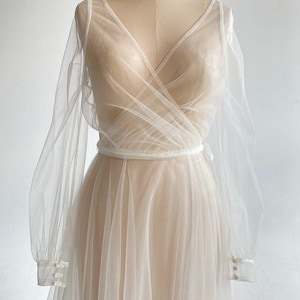 Bridal Sheer Tulle Overlay .Tulle Wrap Coat.Modern Bridal Dress.Tulle Cover up.Wedding Separates.Long Wedding Dress Overlay.Bridal Gown