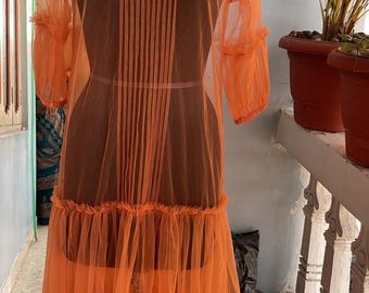 Vestido midi de tul, vestido transparente, vestido de playa, vestido de festival, vestido de alta costura, vestido futurista, vestido de cóctel.