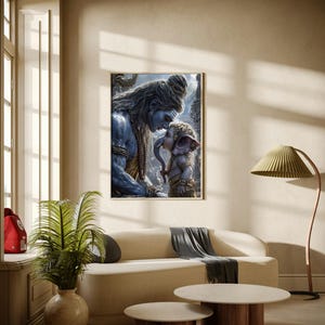 Shiva Ganesha Art: Hindu God Poster, Spiritual Home Decor