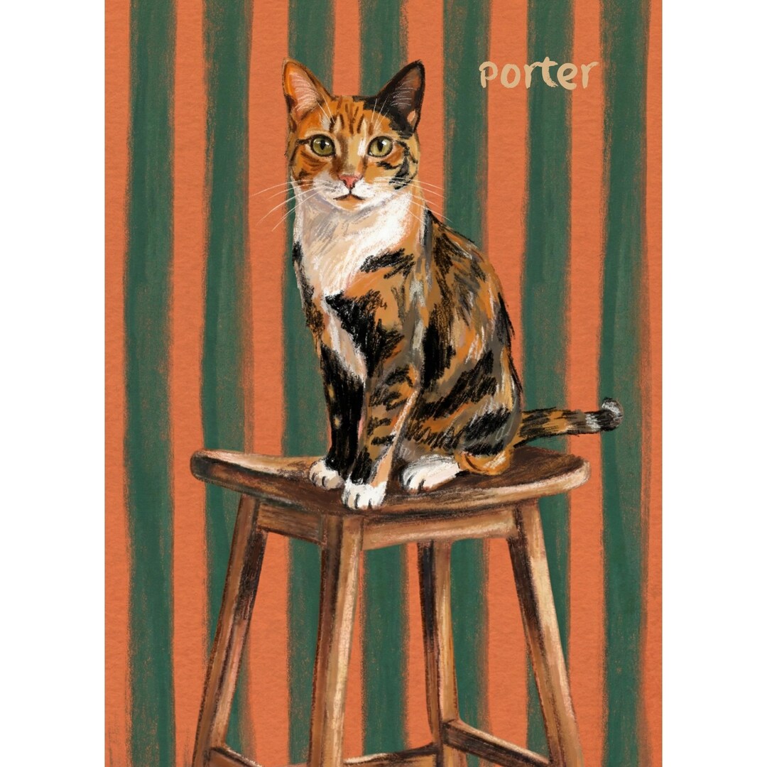 Retro Custom Pet Portrait | Hand Drawn Pet Art, Badly Drawn Cat ...