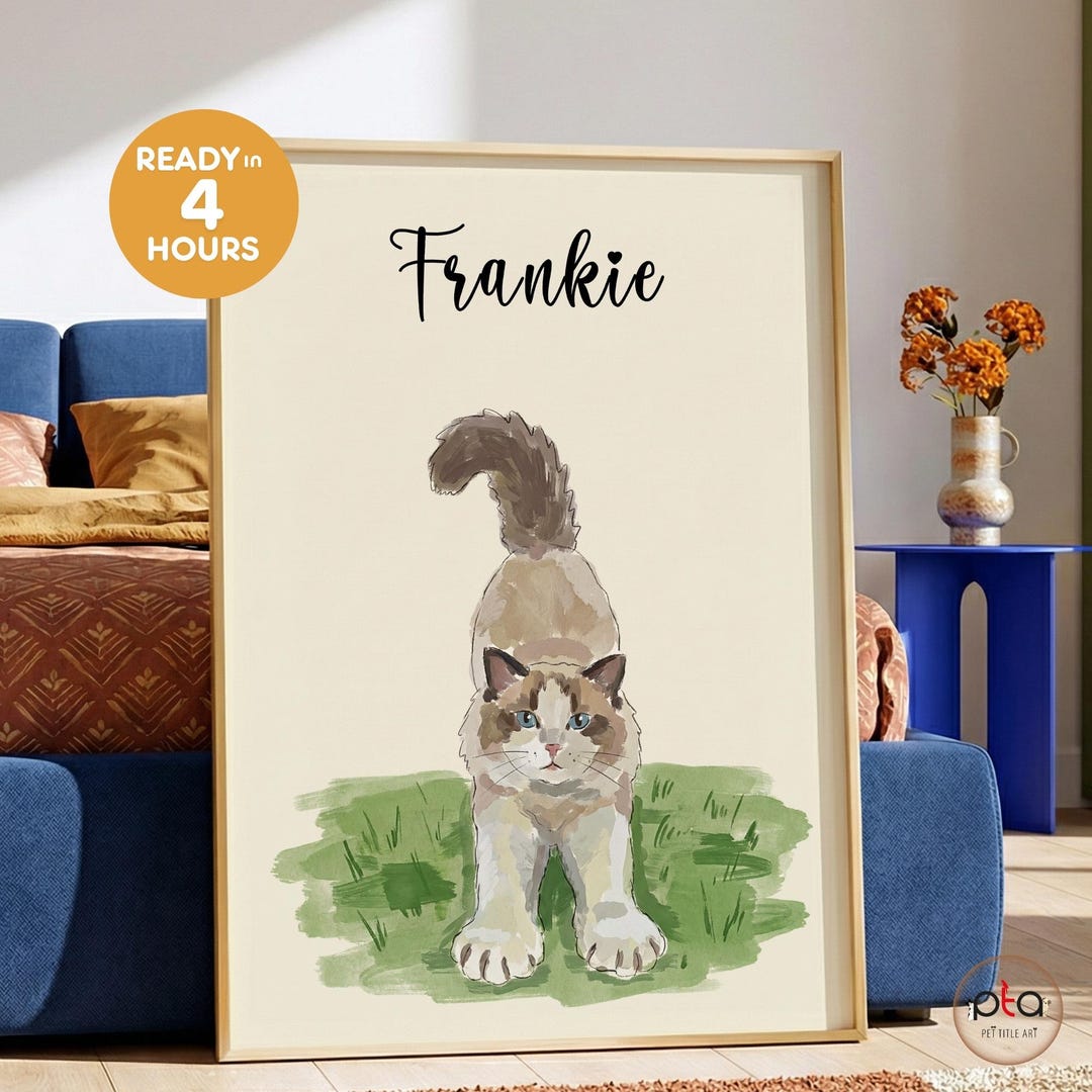 Custom Hand Drawn Pet Portrait, Personalized Dog or Cat Portrait, Pet ...