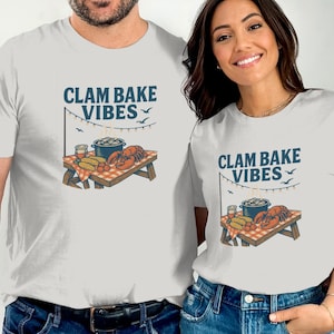 Clam Bake Vibes Shirt, Vintage Coastal Seafood Tee, Lobster Boil Graphic T Shirt, Beach Party Shirt, Summer Cookout Family Matching Tee