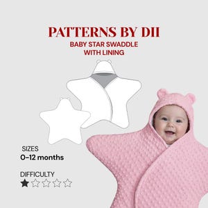 Baby Star Swaddle Blanket With Lining Sewing Pattern – DIY Printable A4 Template (Digital Download)