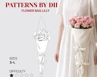 Wiederverwendbare Blumen Geschenktasche, Stoff Blumenstrauß Halter, Umhängetasche Nähen Digitales Muster PDF