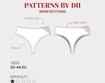 Schnittmuster Damen Bikinihöschen High-Waisted (PDF-Muster)
