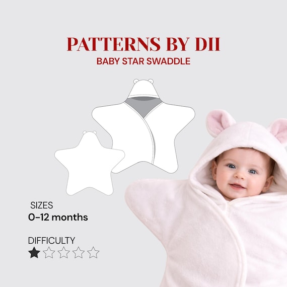 Baby Star Swaddle Blanket Sewing Pattern – DIY Printable A4 Template (Digital Download)