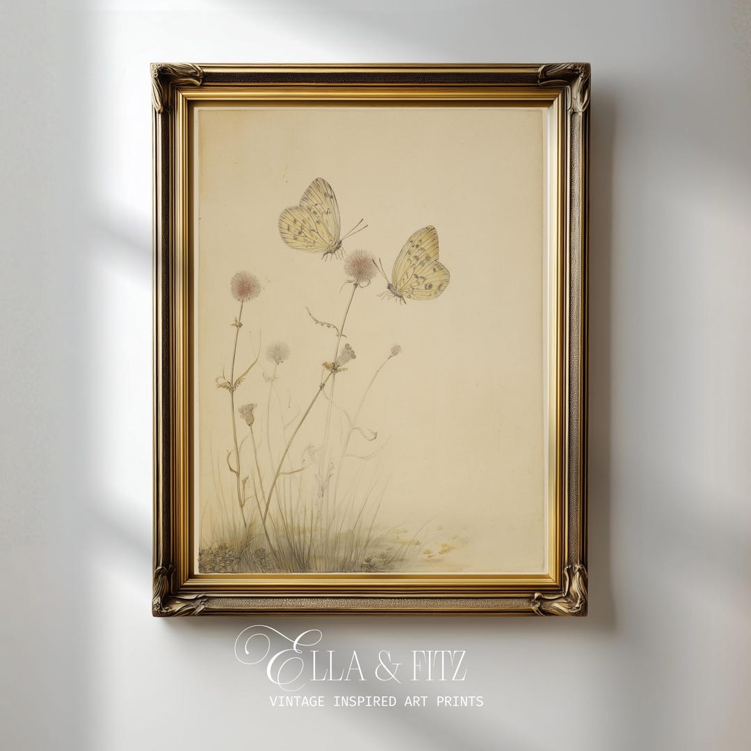 Vintage Butterfly Botanical Print | Antique Nature Illustration | Soft ...