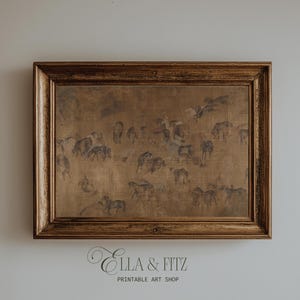 Antique Horse Herd Print, Masculine Equestrian Wall Art (Digital Download)