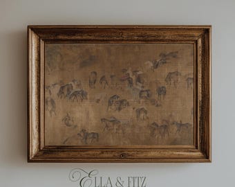 Antique Horse Herd Print, Masculine Equestrian Wall Art (Digital Download)