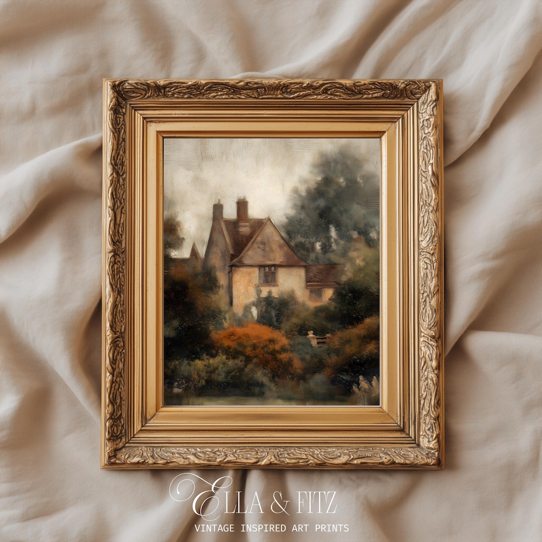 Vintage Cottage Landscape Print | Rustic Countryside Wall Art | Old ...
