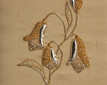 Goldwork Harebell Embroidery Kit | Beginner Craft | Metallic Threads, Leather Accents