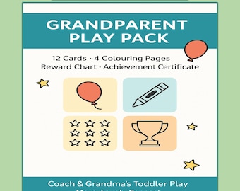 Grandparent Play Pack | 12 Printable Movement Cards + Reward Chart, Certificate and Colouring Pages | Fun Activities for Kids & Grandparents
