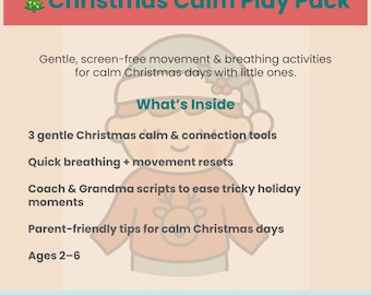 Christmas Calm Pack for Toddlers | 3-Page Printable | Calm-Down Tools, Breathing, Gentle Holiday Reset