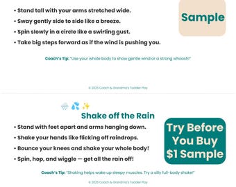 Rainy Day Toddler Activity Sample Pack | Printable Movement Card + Colouring Page (Ages 2–6, PDF)