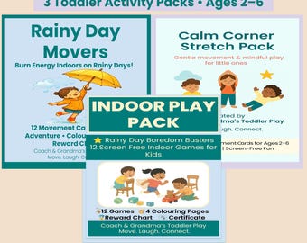 Pacote de atividades calmantes e divertidas para crianças pequenas | Jogos de movimento para dentro de casa e atividades para acalmar