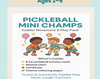 Mini Pickleball Champs | Toddler Printable Movement Cards · Indoor & Outdoor Games for Kids PDF
