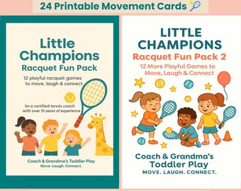 Little Champions-bewegingspakket: 24 afdrukbare racketspeelkaarten voor peuters (gemaakt door de coach)