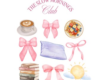 Der Langsame Mornings Club PNG SVG | Niedliche Coquette Bow | Frühstück Bekleidung Design Clipart | Print on Demand Sublimation