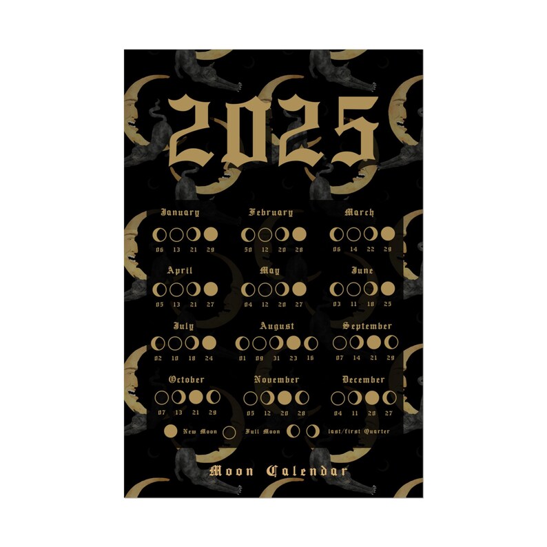 Full Moons 2025 Calendar Poster Etsy