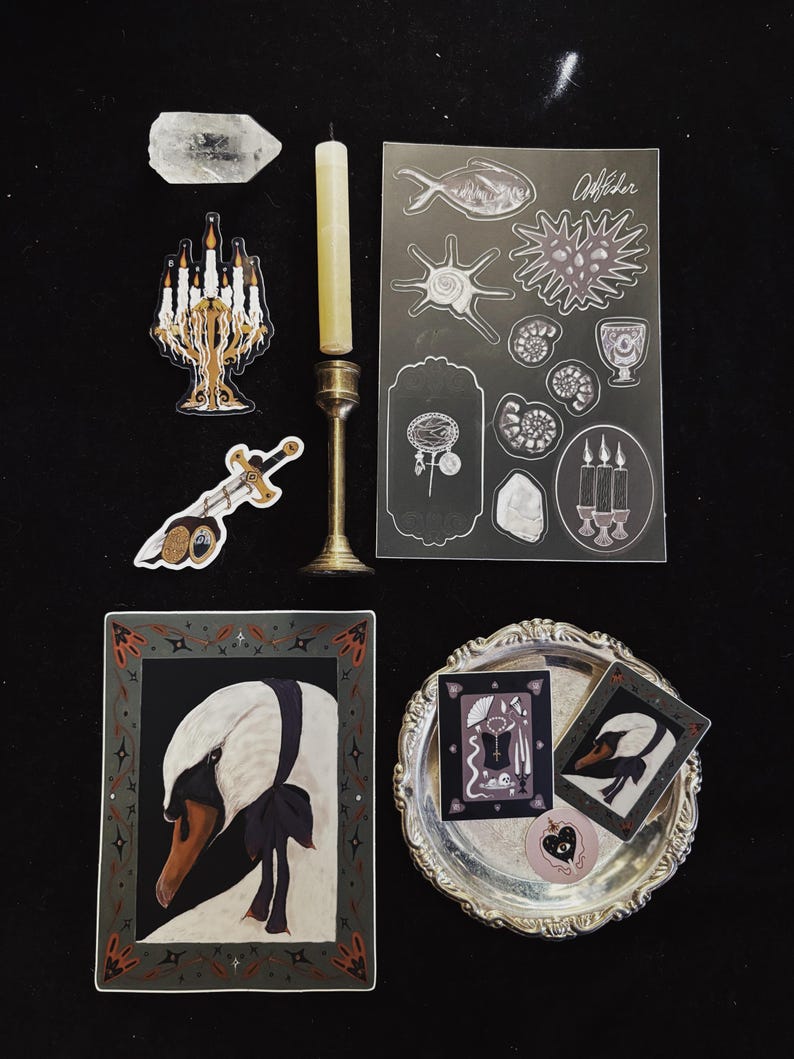 Hand Drawn Sticker Sheet - Alt Style - Illustrated Purple and Silver ...