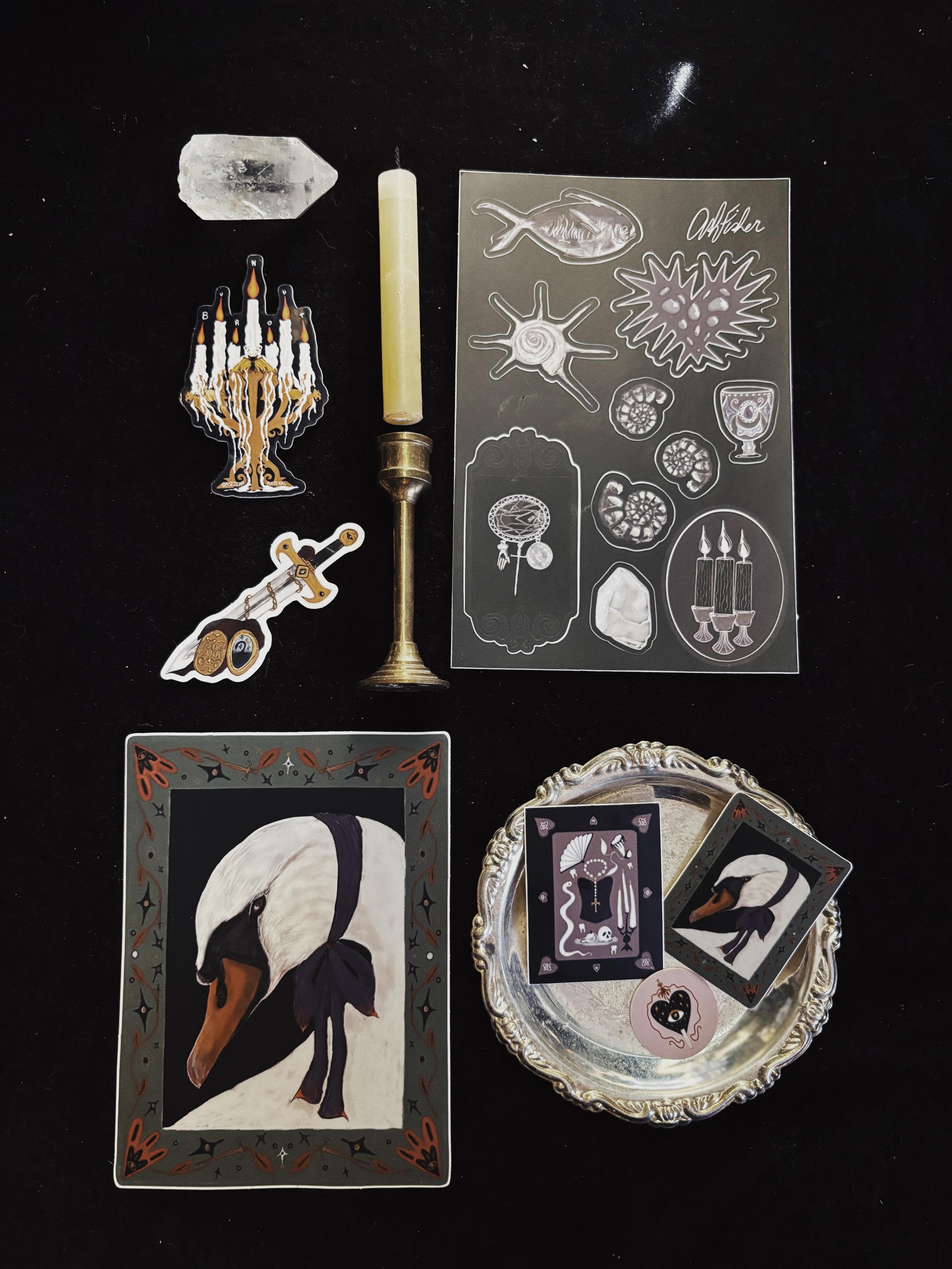 Hand Drawn Sticker Sheet - Alt Style - Illustrated Purple and Silver ...