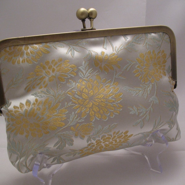 Dupioni Silk Lined Metal Frame Clutch