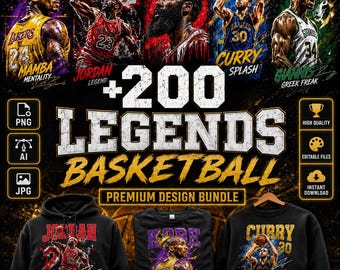 200+ Basketball Player PNG Bundle | Sports Streetwear Graphics | Digital Download