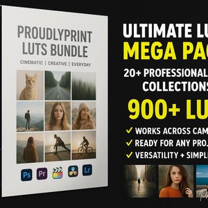 Cinematic LUT Pack – 900+ Video Color Grading Presets for Premiere Pro, Final Cut Pro, DaVinci Resolve, Wedding, Travel,Videos Editing